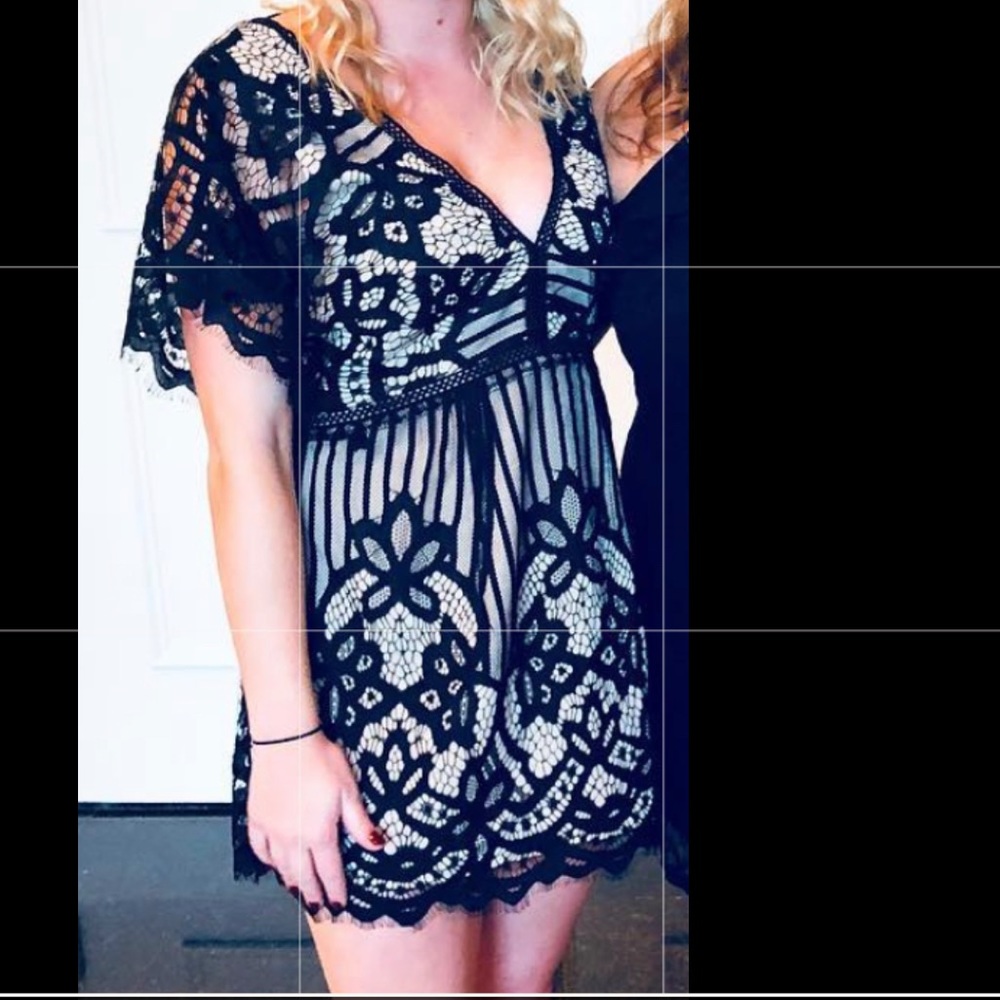 TOBI Black and Tan Cocktail Dress
